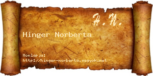 Hinger Norberta névjegykártya